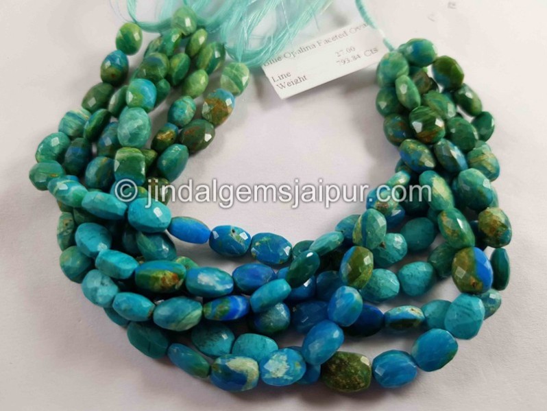 Natural  Blue Opalina Shaded Far Faceted Oval Beads