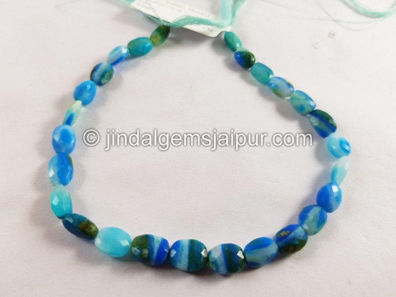 Natural  Blue Opalina Faceted Oval Beads