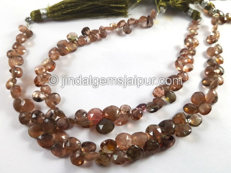 Pink Andalusite Faceted Heart Beads