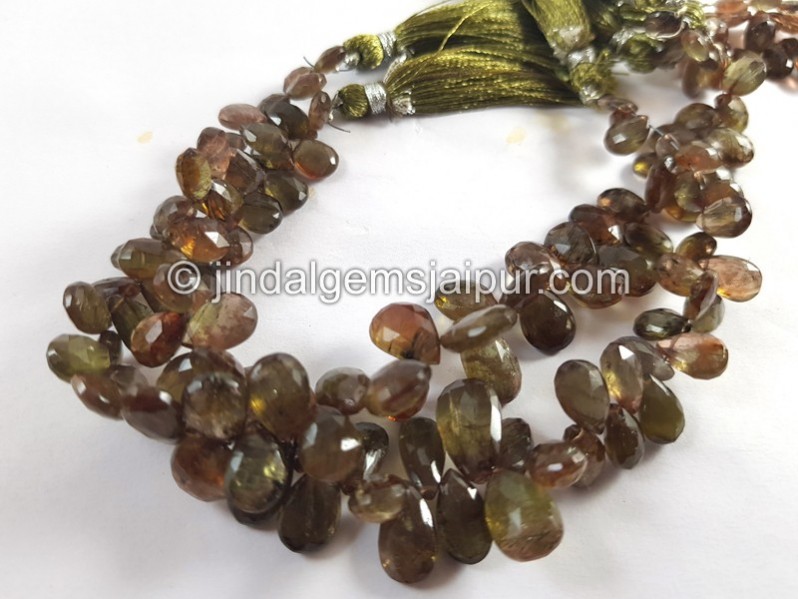 Green Andalusite Far Faceted Pear Beads