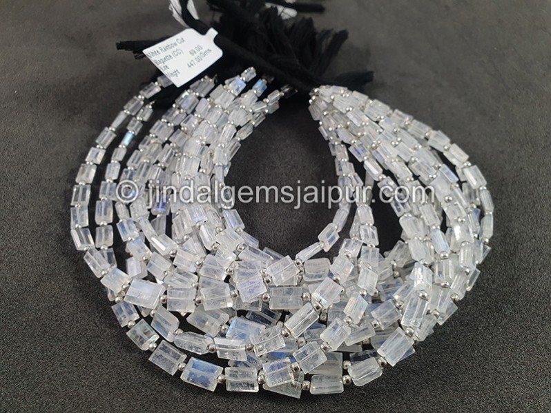 White Rainbow Cut Baguette Shape Beads