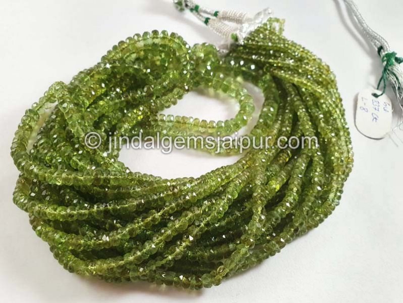 Deep Green Tourmaline Faceted Roundelle Beads