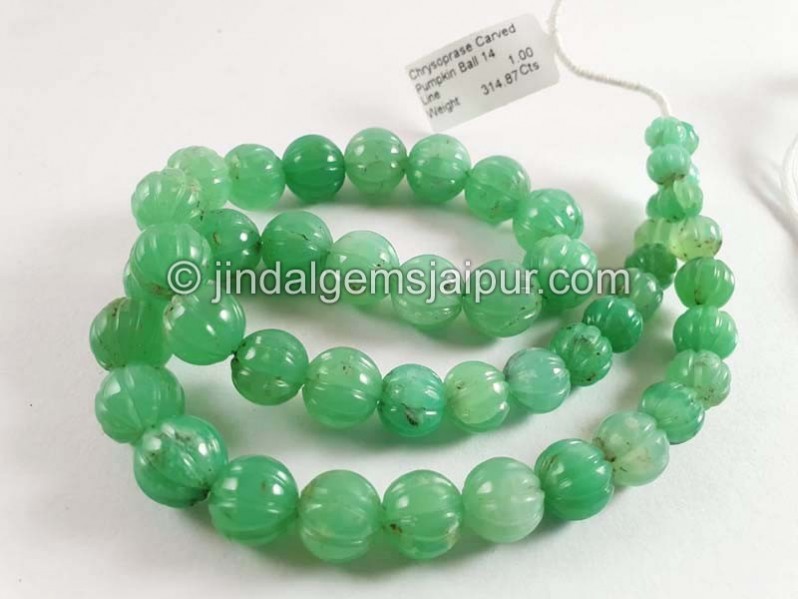 Chrysoprase Carved Pumpkin Balls Beads