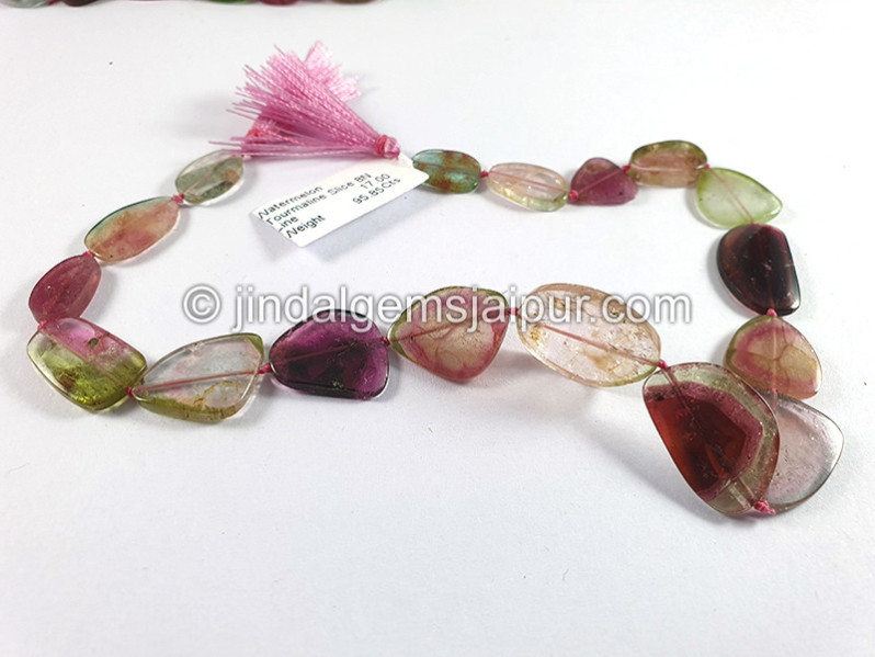 Watermelon Tourmaline Smooth Slices Beads