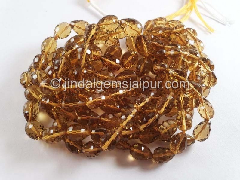 Honey Quartz Concave Cut Drops Beads