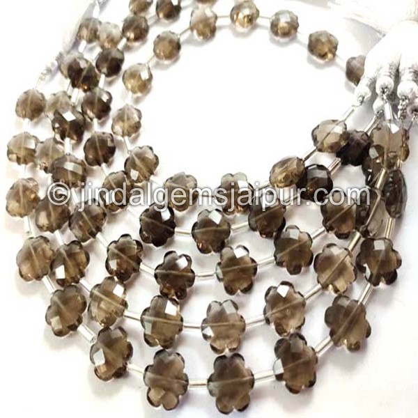 Smoky Faceted Flower Beads