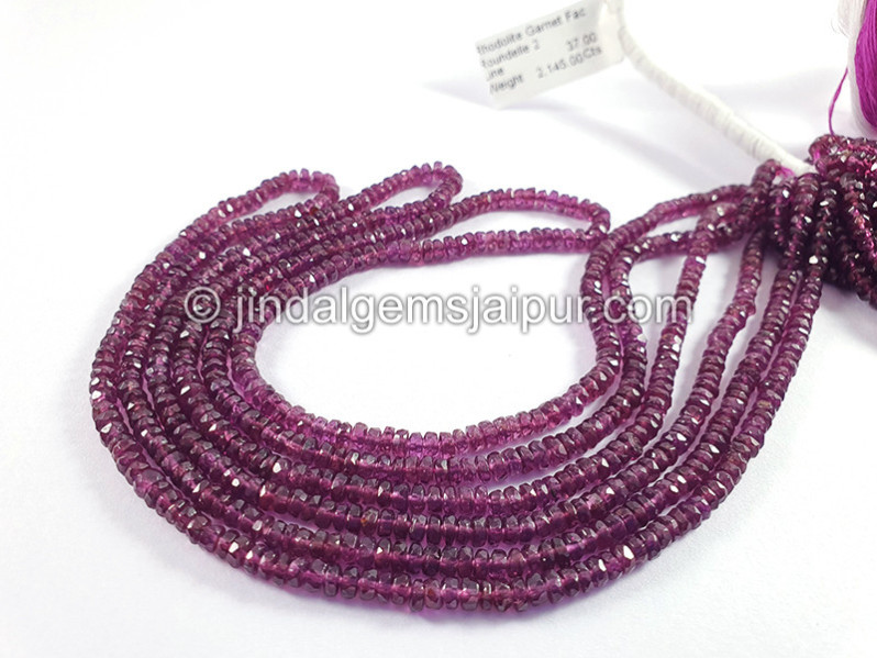 Rhodolite Garnet Faceted Roundelle Shape Beads