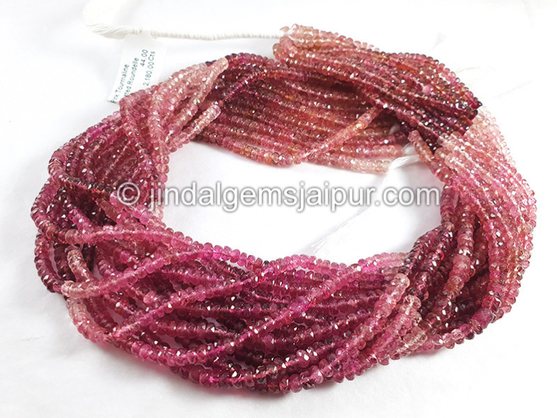 Pink Tourmaline Shaded Faceted Roundelle Shape Beads