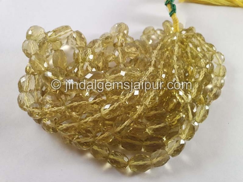 Lemon Quartz Faceted Barrel Beads