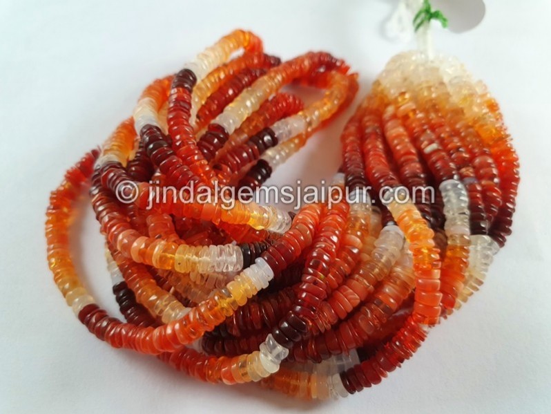 Fire Opal Smooth Tyre Beads