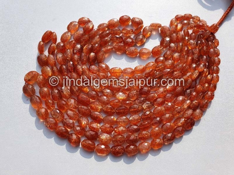 Sunstone Faceted Oval Beads