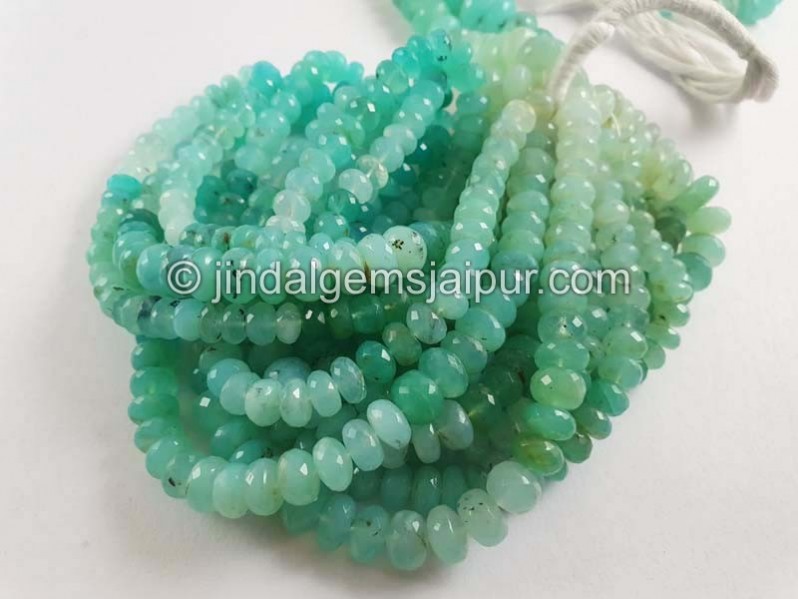 Blue Opal Peru Faceted Roundelle Beads