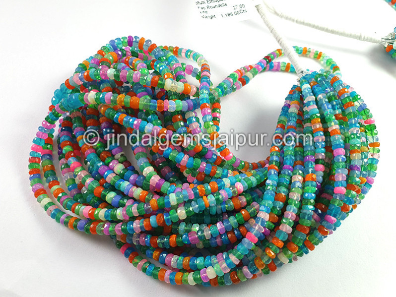 Multi Ethiopian Opal Smooth Roundelle Shape Beads