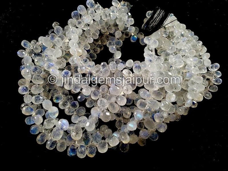 White Rainbow Faceted Drops Shape Beads