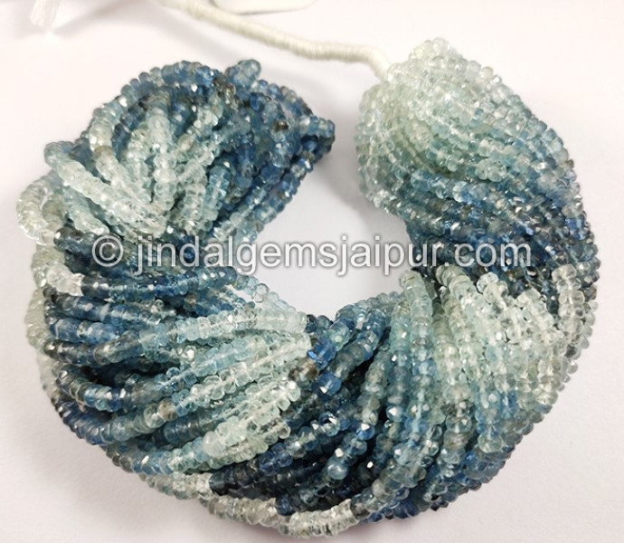 Santa Maria Aquamarine Shaded Faceted Roundelle Shape Beads