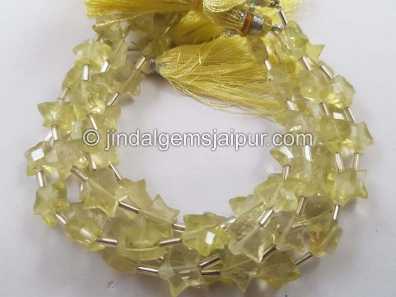 Lemon Quartz Faceted Star Beads