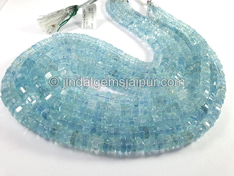 Aquamarine Step Cut Bolt Shape Beads