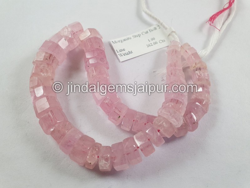 Morganite Step Cut Roundelle Beads