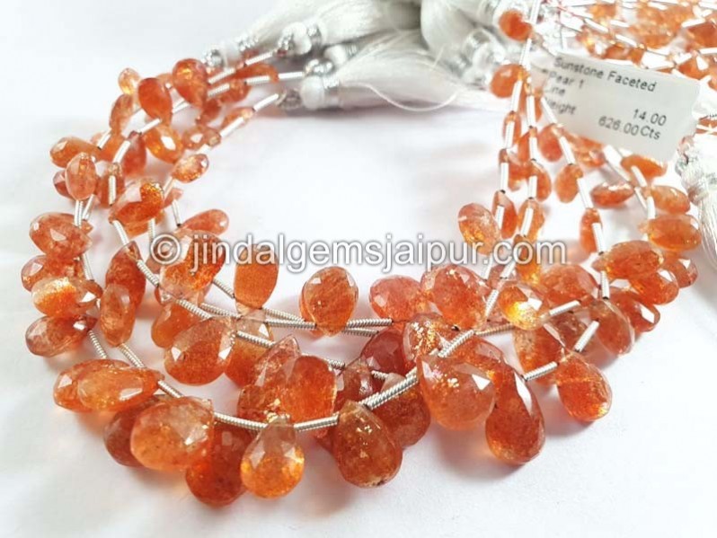 Sunstone Faceted Heart Shape Beads