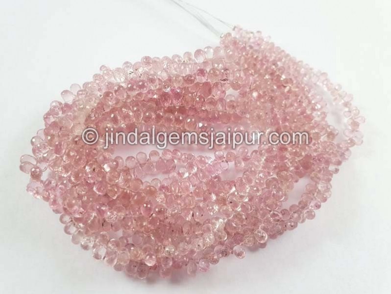 Light Pink Tourmaline Faceted Drops Beads