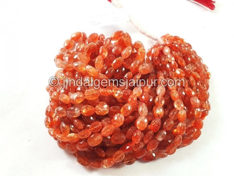 Sunstone Faceted Oval Beads