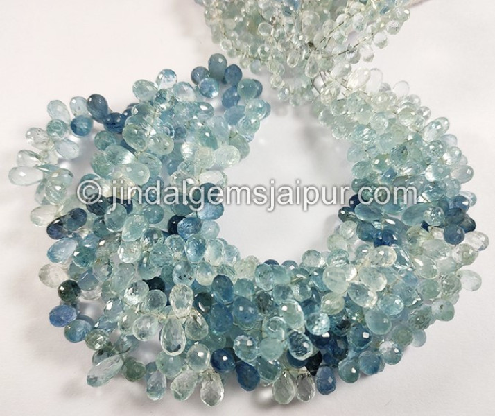 Santa Maria Aquamarine Shaded Faceted Drops Shape Big Beads