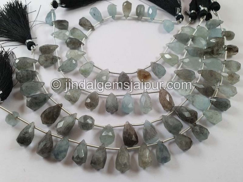 Moss Aquamarine Old Cut Drops Beads