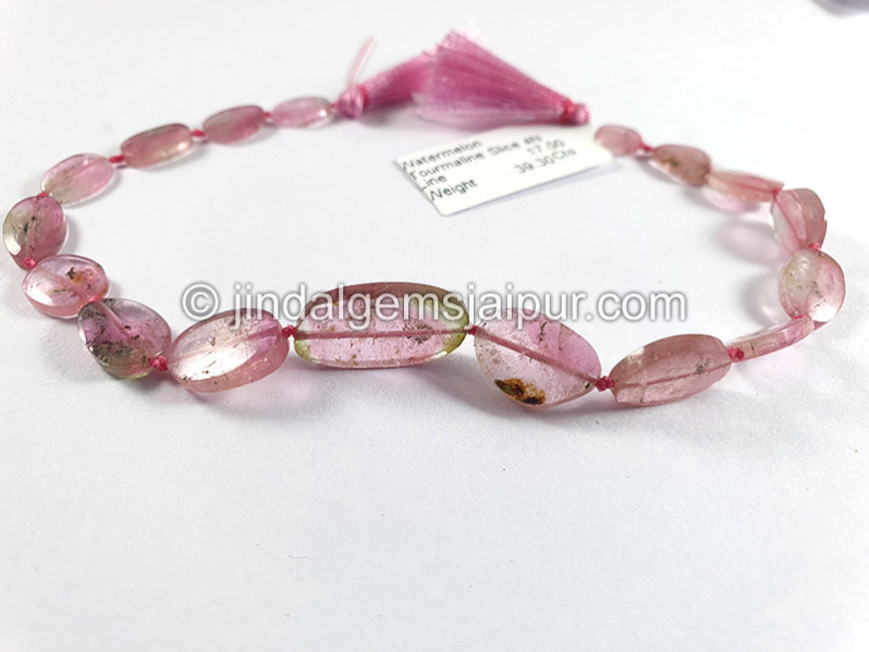 Watermelon Tourmaline Smooth Slices Beads