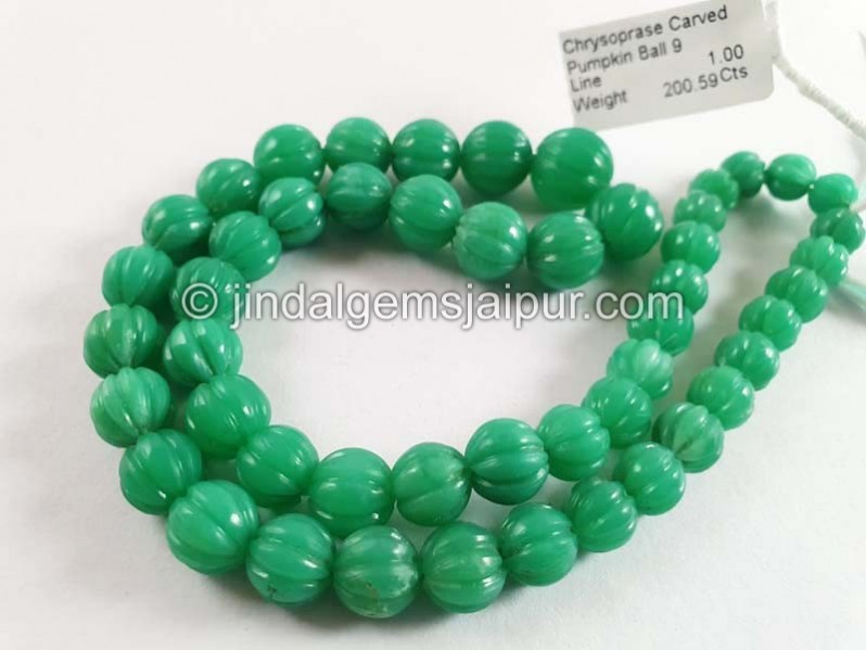 Chrysoprase Carved Pumpkin Balls Beads