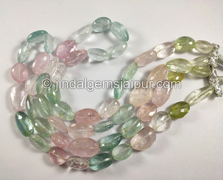 Multi Aquamarine Faceted Nuggets Shape Beads