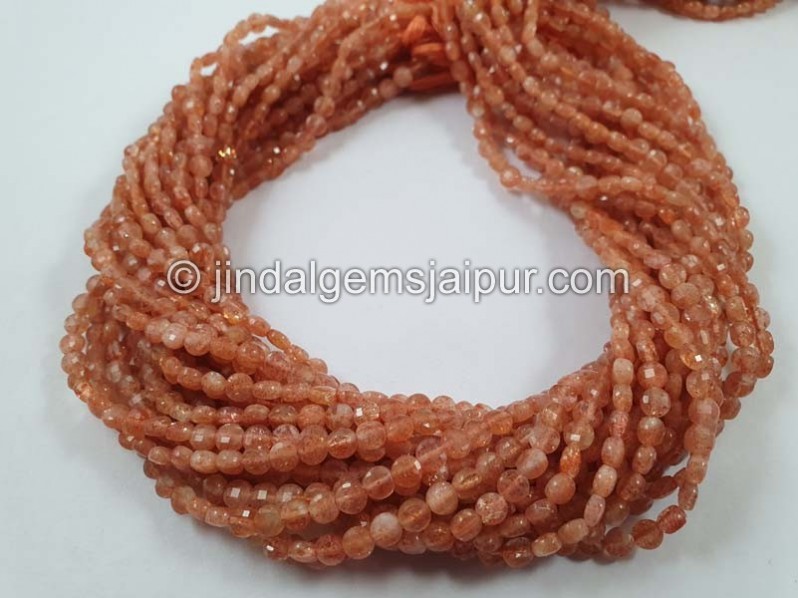 Sunstone Faceted Coin Beads