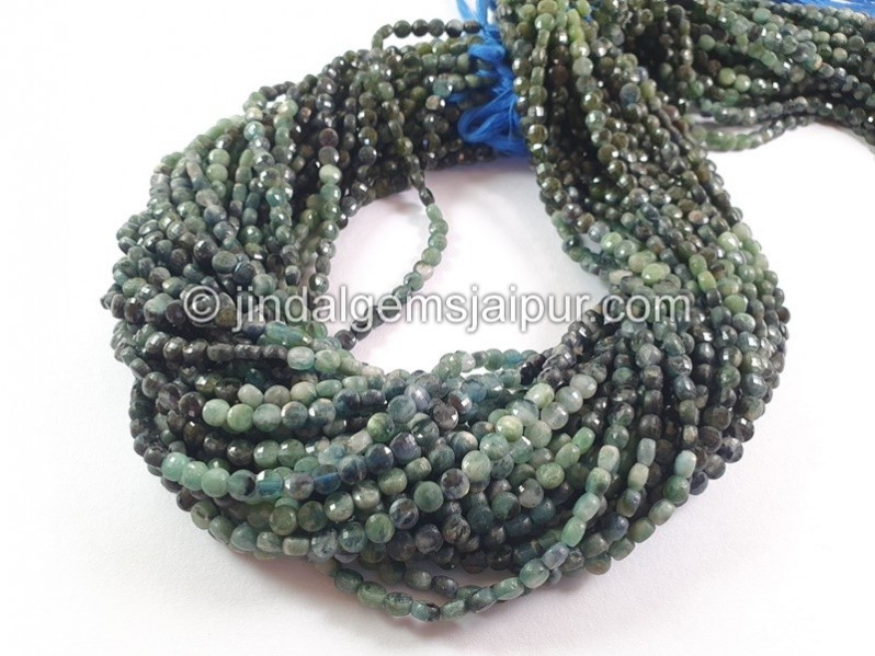 Blue Tourmaline Shaded Faceted Coin Beads