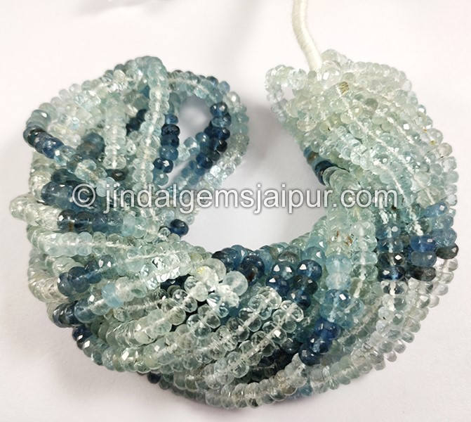 Santa Maria Aquamarine Shaded Faceted Roundelle Shape Beads