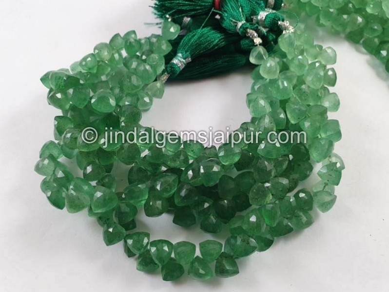 Green Strawberry Quartz Faceted Trillion Beads