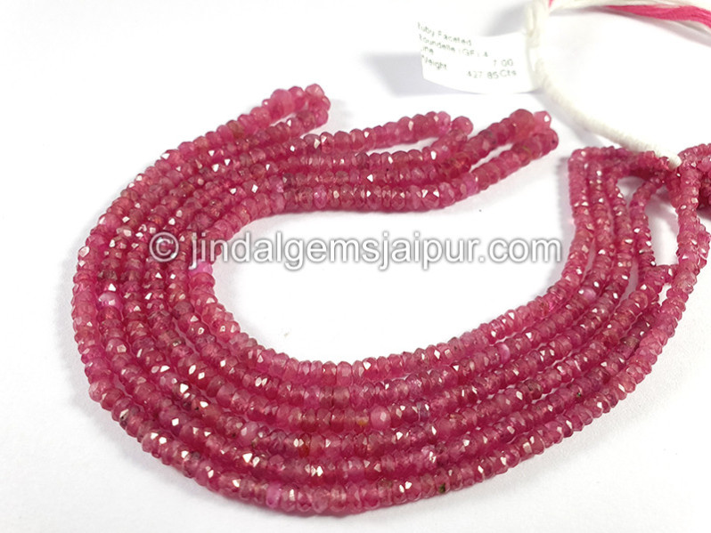 Ruby Faceted Roundelle Shape Beads