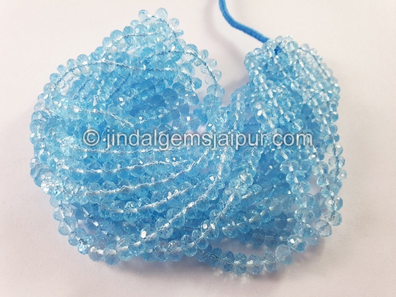 Sky Blue Topaz Big Faceted Roundelle Shape Beads