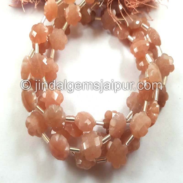 Peach Moonstone Faceted Flower Beads