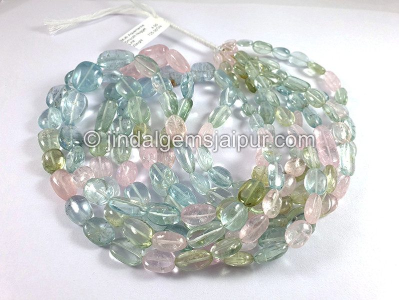 Multi Aquamarine Smooth Nuggets Shape Beads