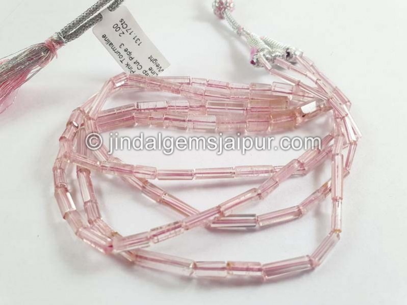 Baby Pink Tourmaline Step Cup Pipe Shape Beads