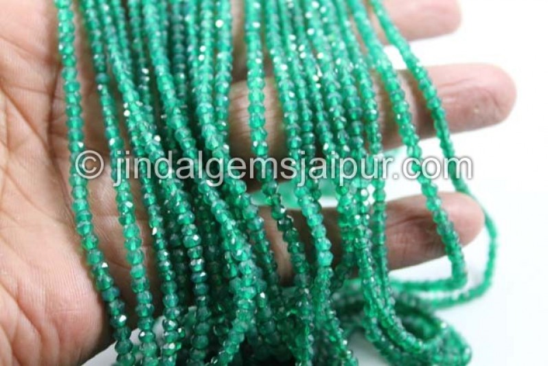 Green Onyx Faceted Roundelle Shape Beads