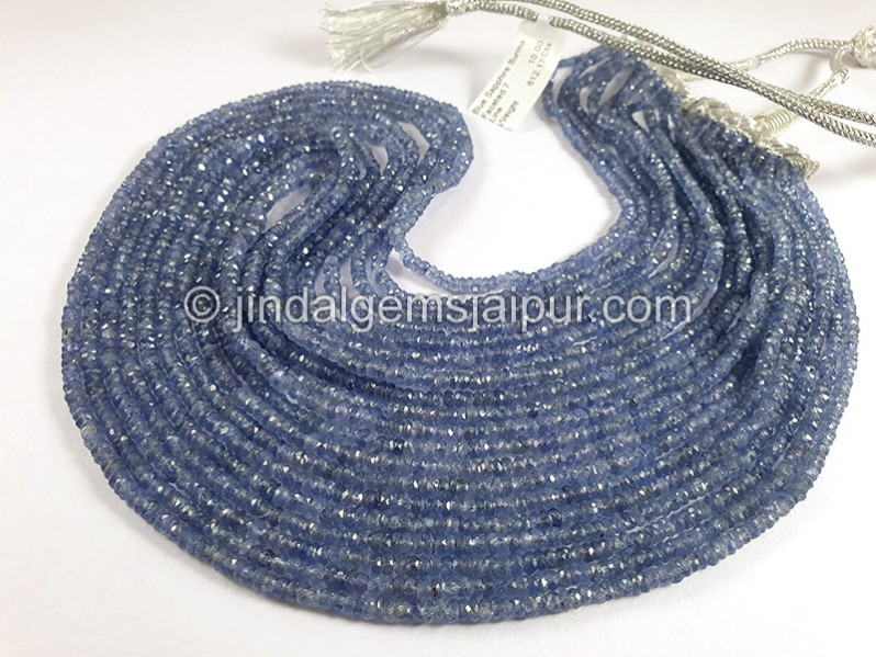 Blue Sapphire Burma Faceted Roundelle Shape Beads