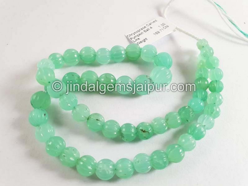 Chrysoprase Carved Pumpkin Balls Beads