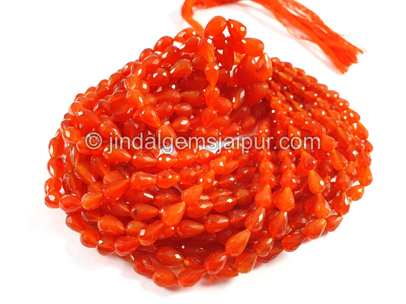 Carnelian Faceted Drops Dark Beads