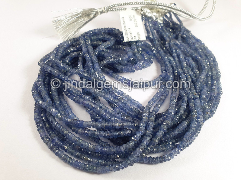 Blue Sapphire Burma Faceted Roundelle Shape Beads