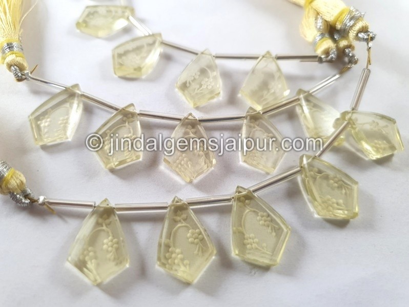 Lemon Quartz Carved Pentagon Beads