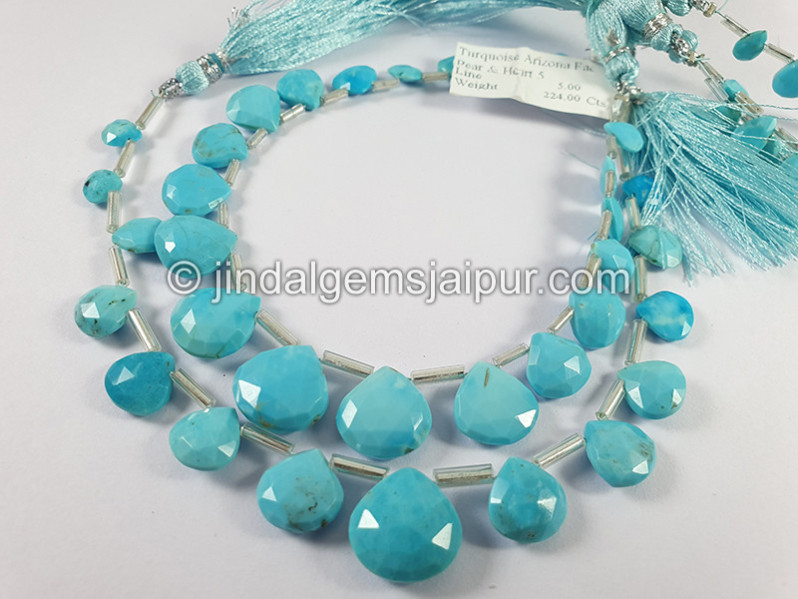 Turquoise Arizona Faceted Heart Shape Beads