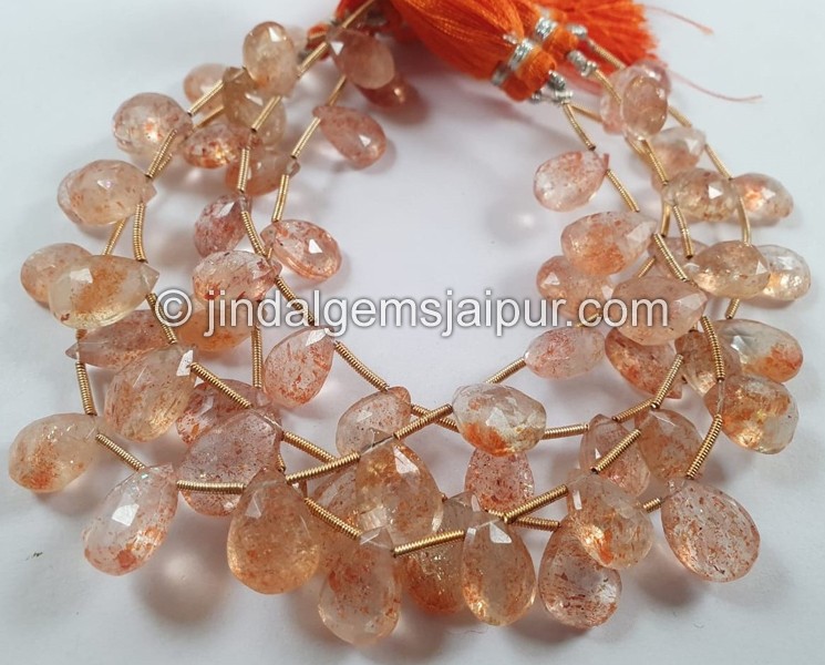 Sunstone Faceted Pear Beads