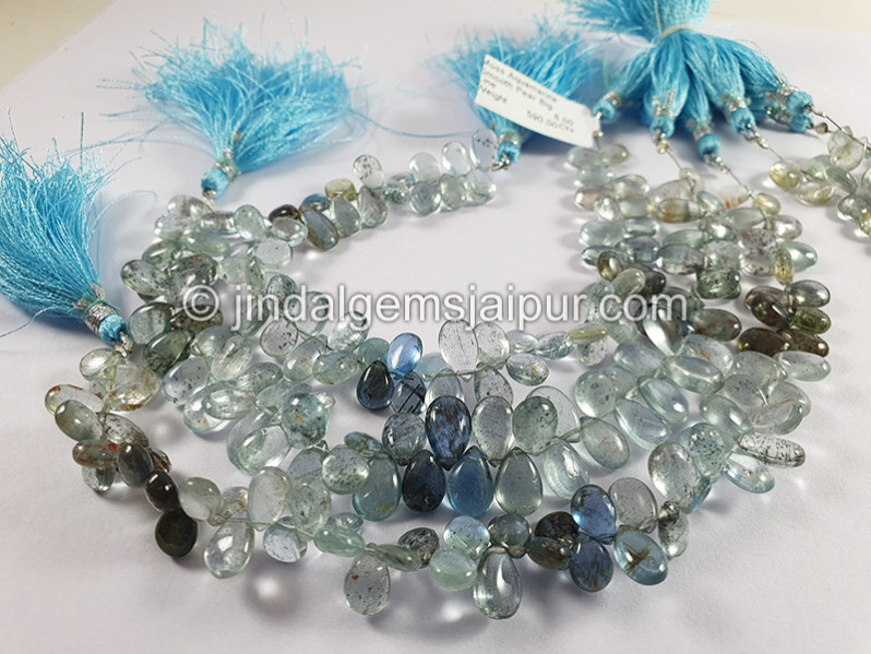 Moss Aquamarine Smooth Pear Shape Big Beads