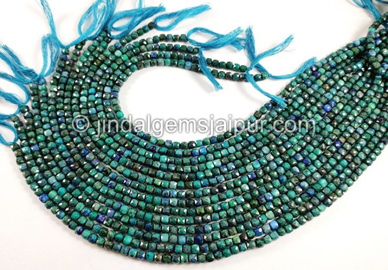 Chrysocolla Faceted Cube Shape Beads