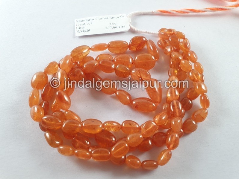 Mandarin Garnet Smooth Oval Beads